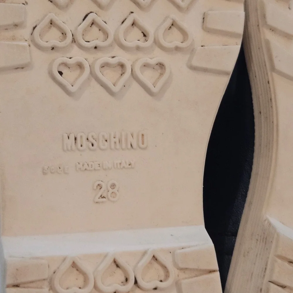 Love Moschino Kids Navy Leather Logo Strap HighTop Sneaker Shoes EU28 Made Italy